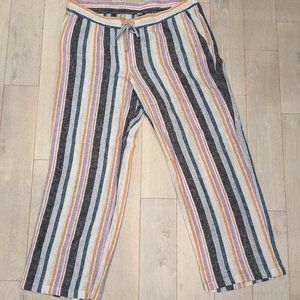 Old Navy Linen Wide Leg Striped Pants Sz XL